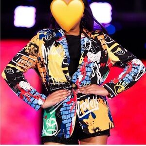 Colorful Graphic Girls Blazer/Jacket